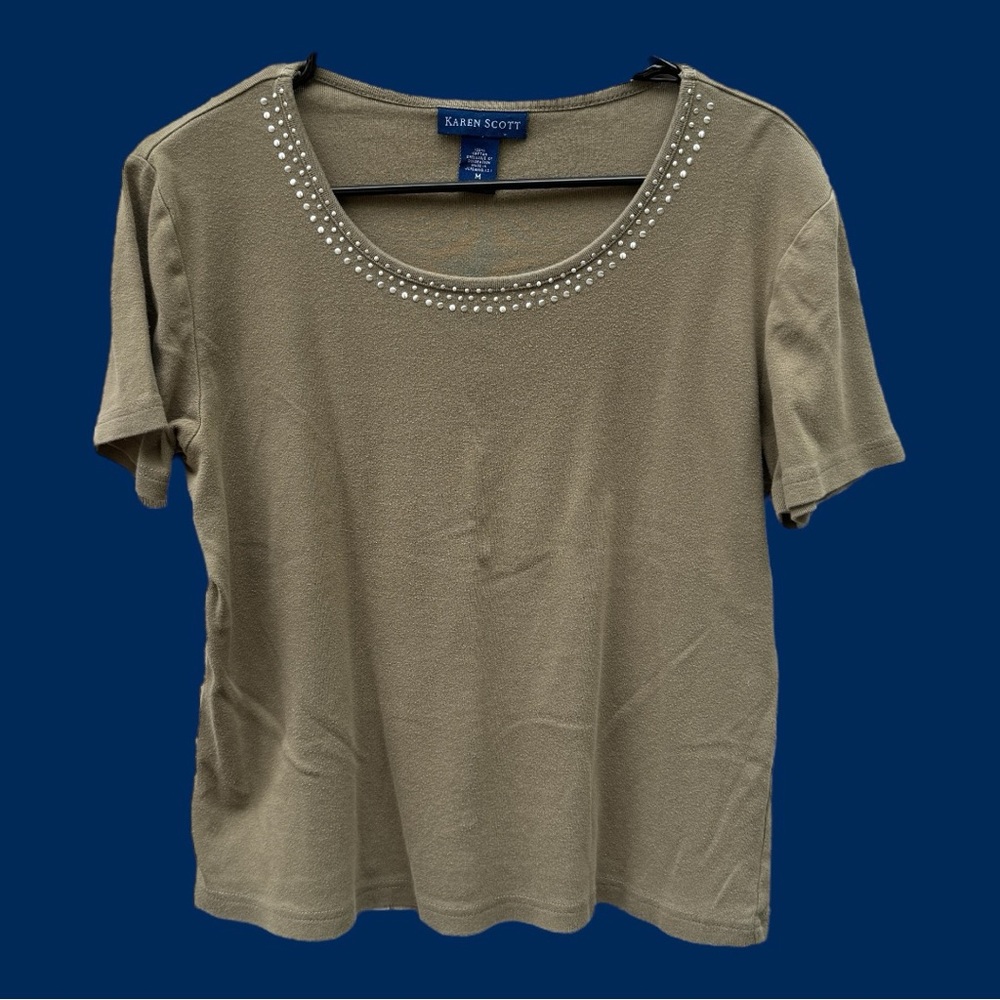 KAREN SCOTT Green Short Sleeve Top M